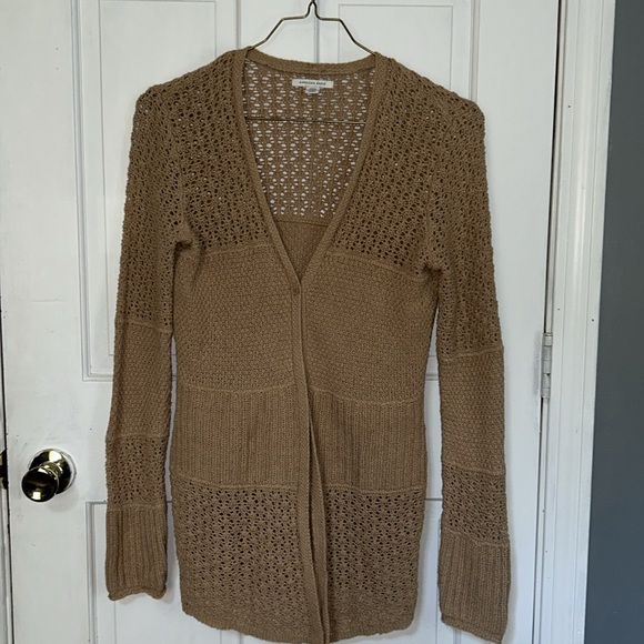 American Eagle Stitched Button Front Cardigan Brown - Picture 2 of 5